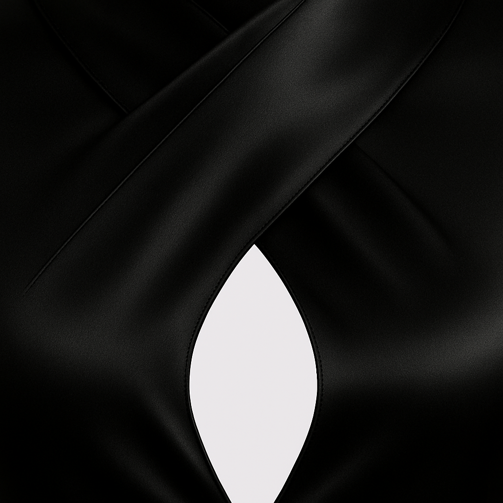 Long-Sleeve Silk Gown with Mesh Panels